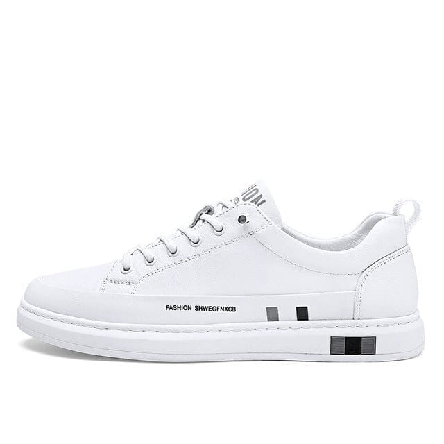 Tênis Masculino Slim 2023™ - Couro Autêntico Direct Ofertas Branco 37