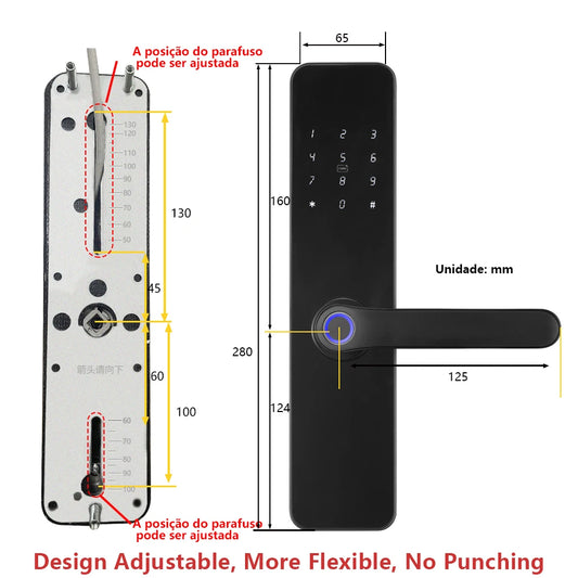 RAYKUBE F7 TT Fechadura com impressão digital Fechadura elétrica para porta com alça maior e maior em português/inglês, aplicativo de voz, desbloqueio remoto